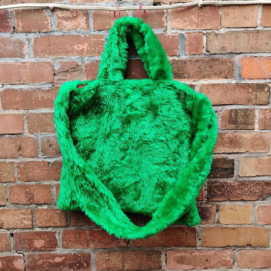 Green Faux Fur Tote Bag by Studio Burt