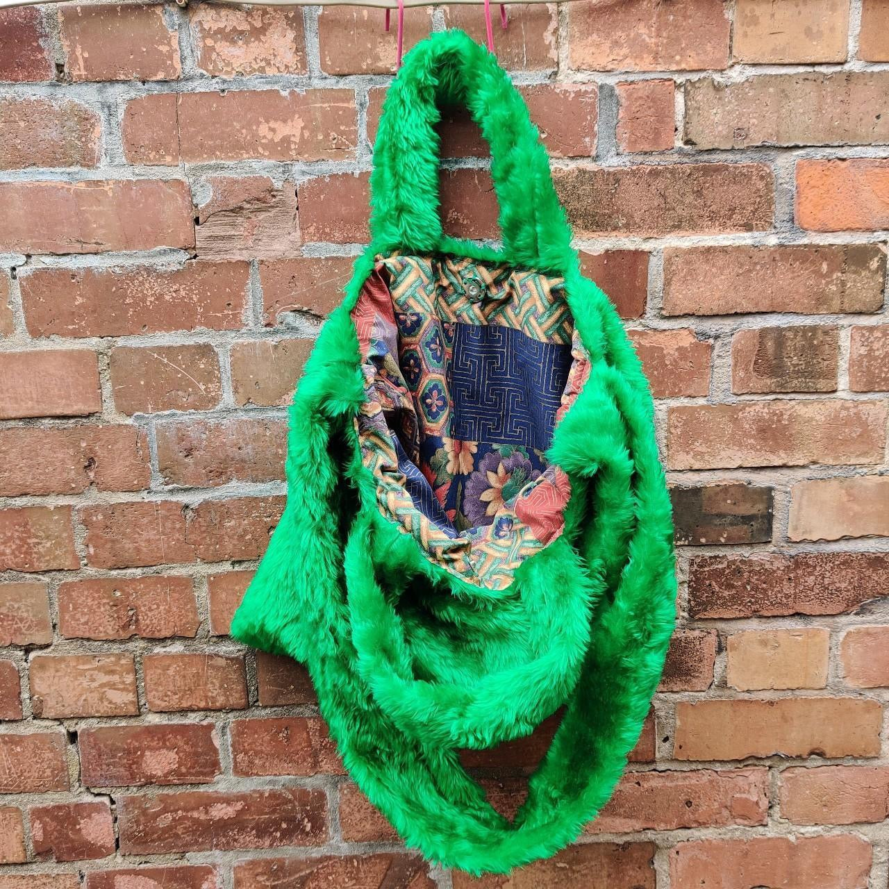 Green Faux Fur Tote Bag by Studio Burt