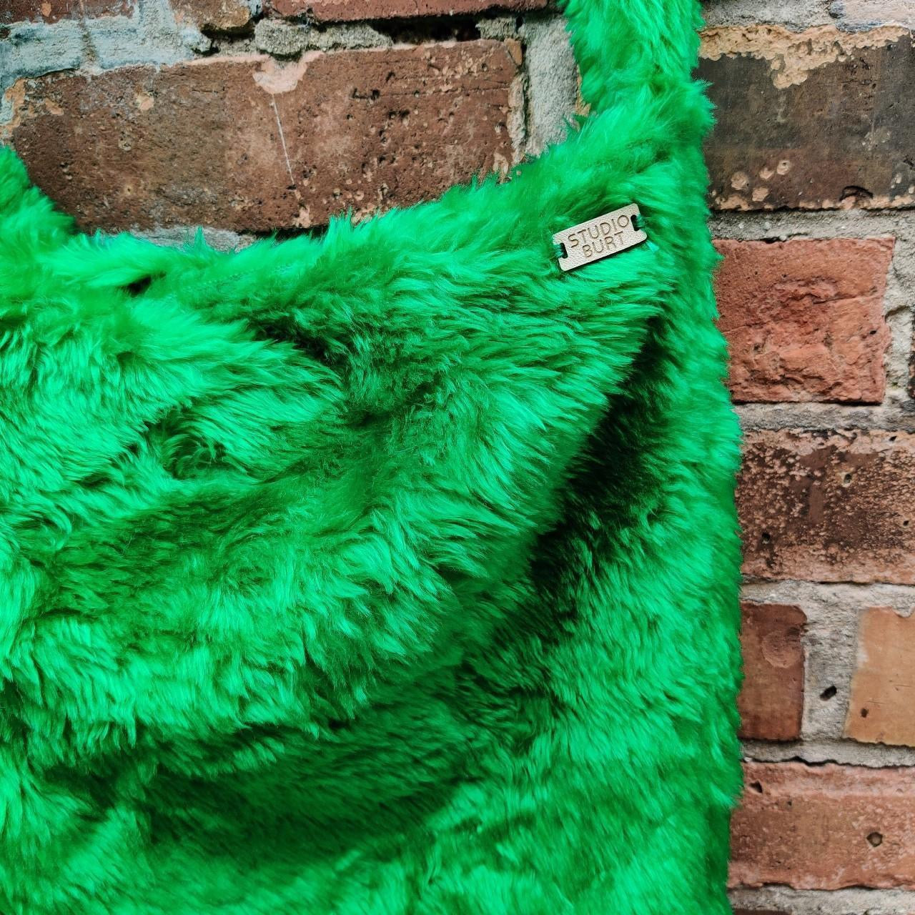 Green Faux Fur Tote Bag by Studio Burt