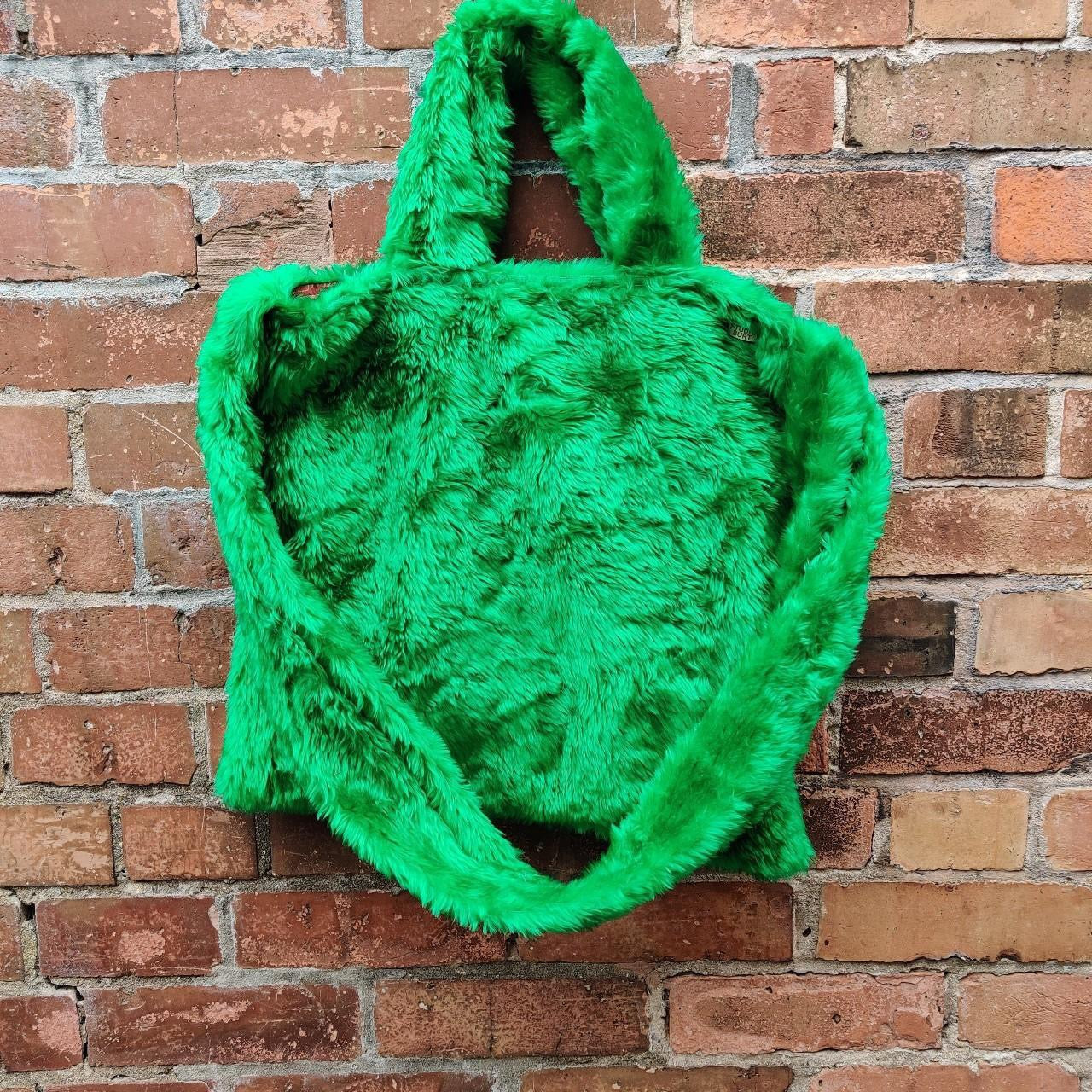 Green Faux Fur Tote Bag by Studio Burt