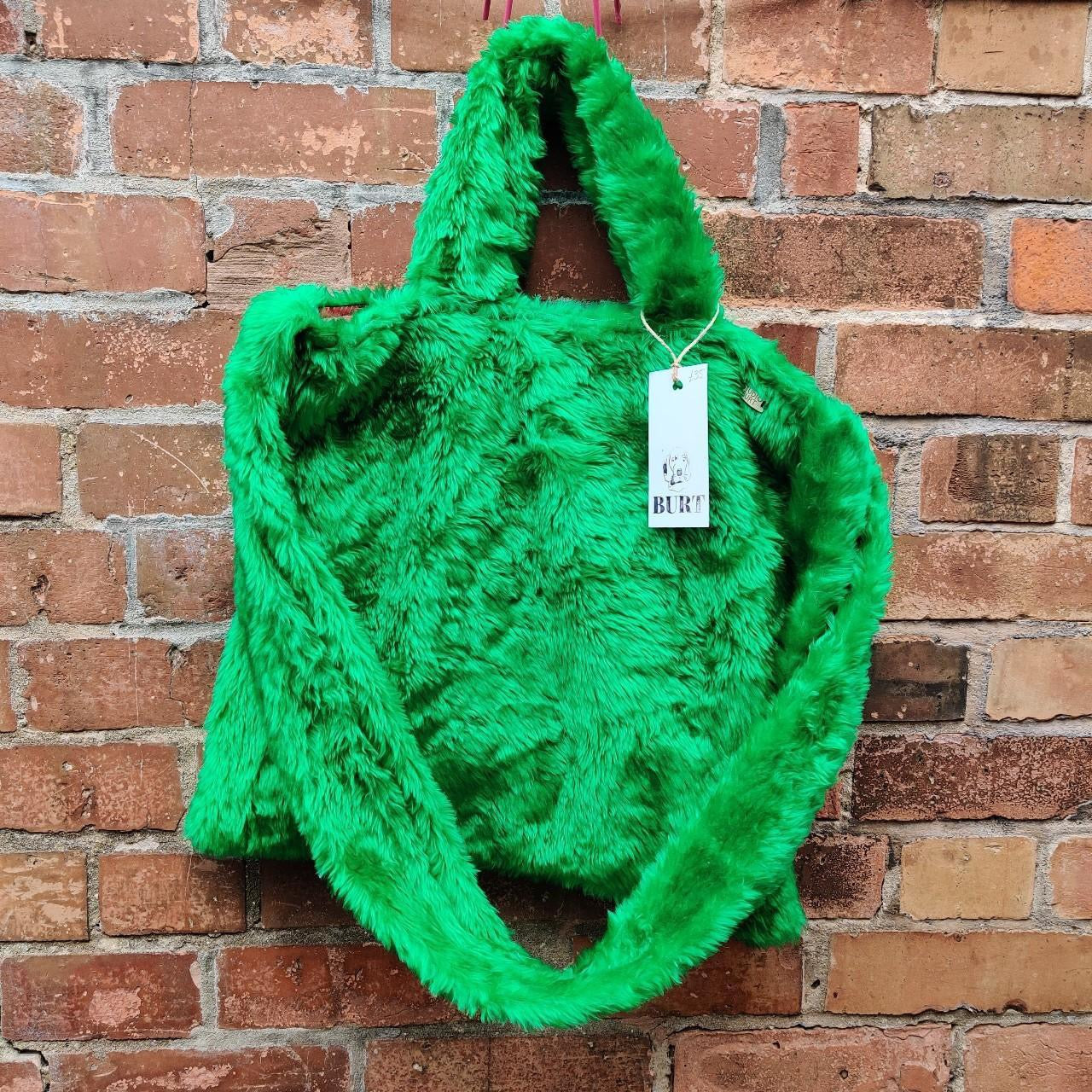 Green Faux Fur Tote Bag by Studio Burt