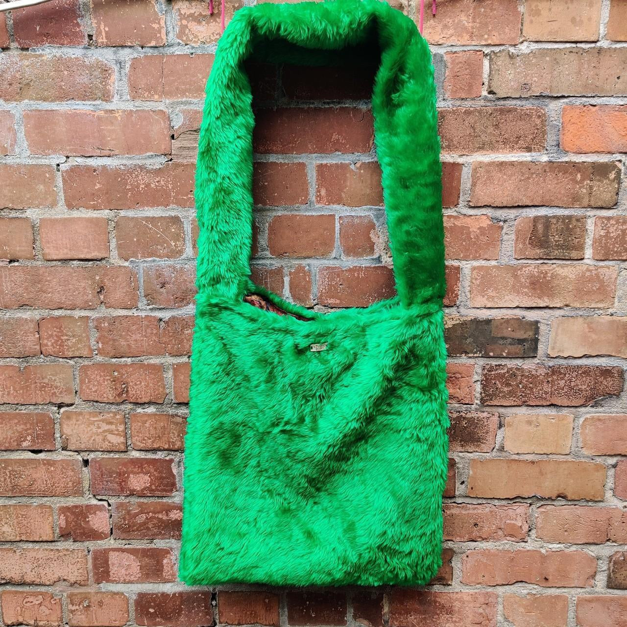 Green Faux Fur Tote Bag by Studio Burt