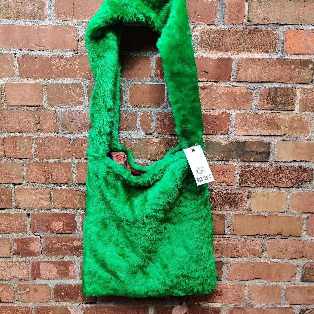 Green Faux Fur Tote Bag by Studio Burt