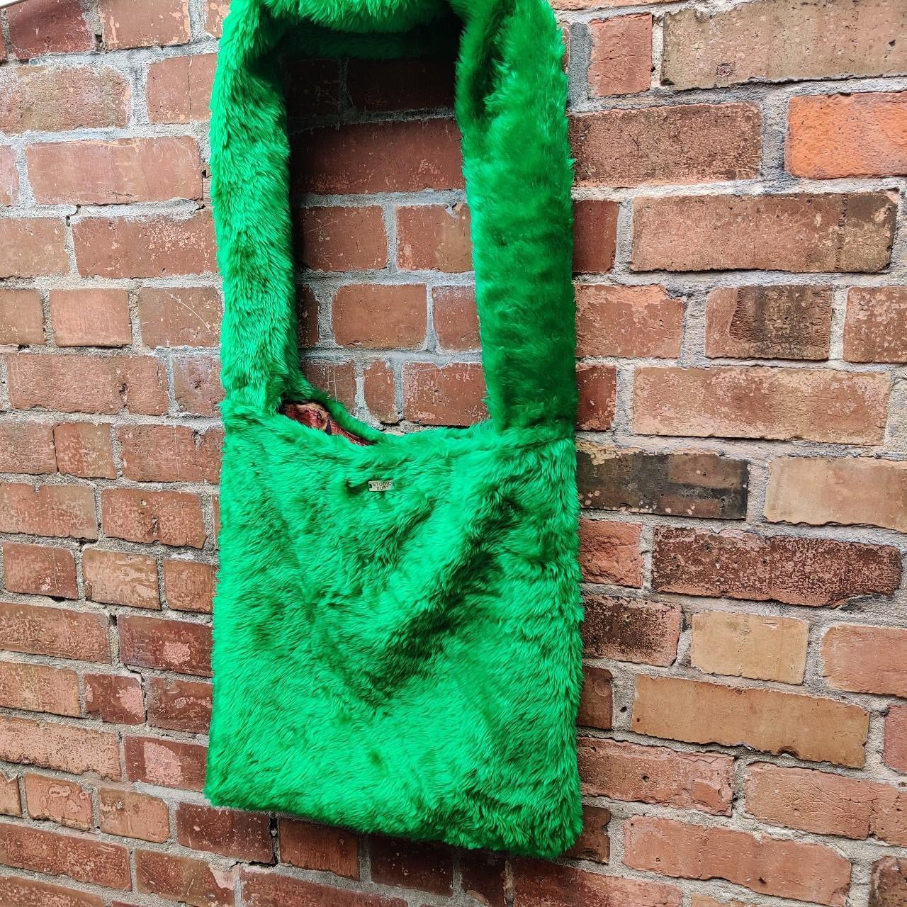 Green Faux Fur Tote Bag by Studio Burt