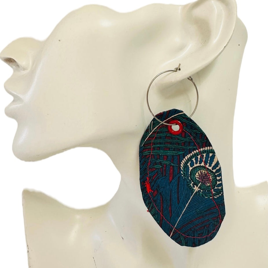 Liberty Peacock Fabric Earrings by Studio Burt