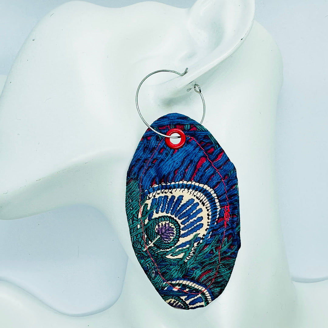 Liberty Peacock Fabric Earrings by Studio Burt