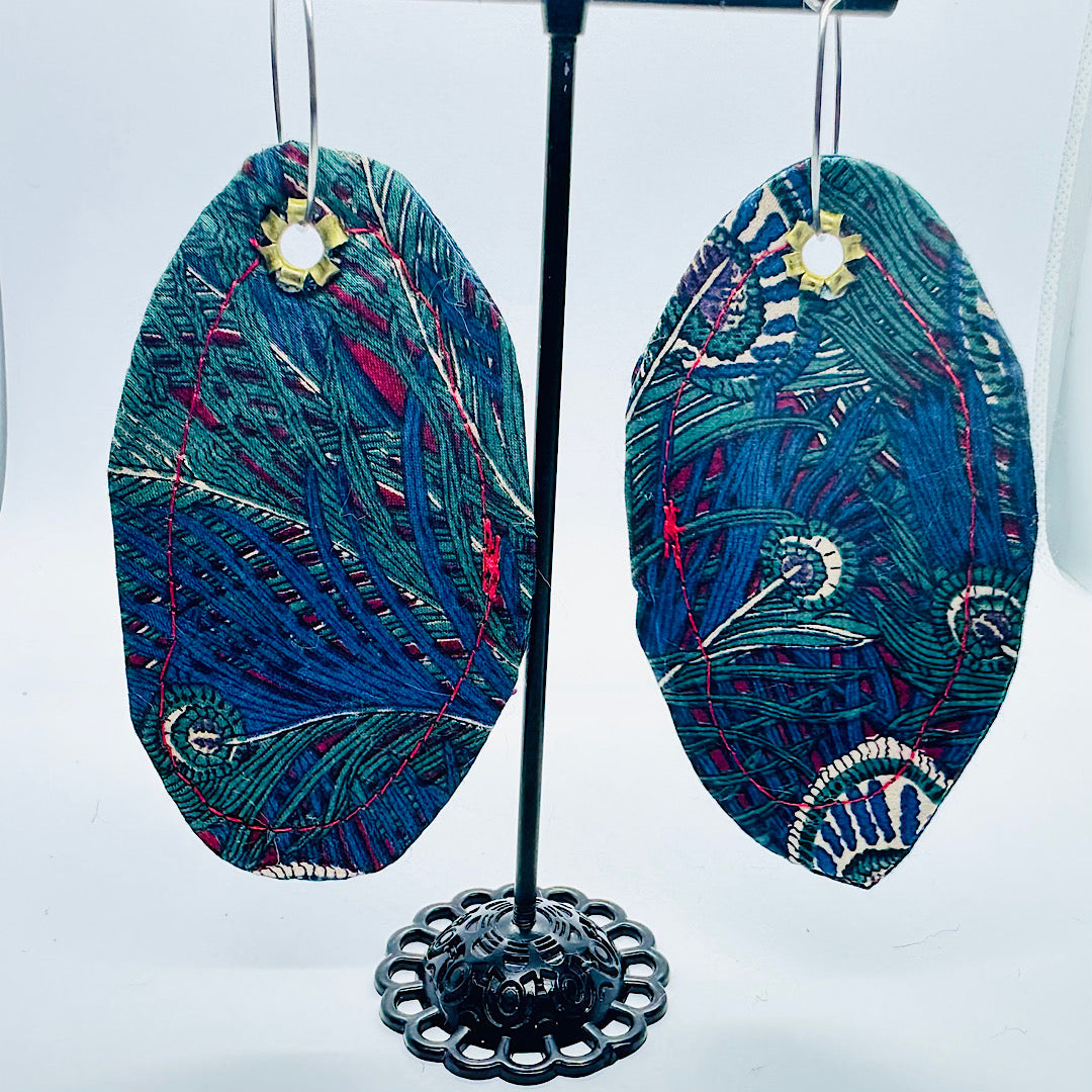 Liberty Peacock Fabric Earrings by Studio Burt