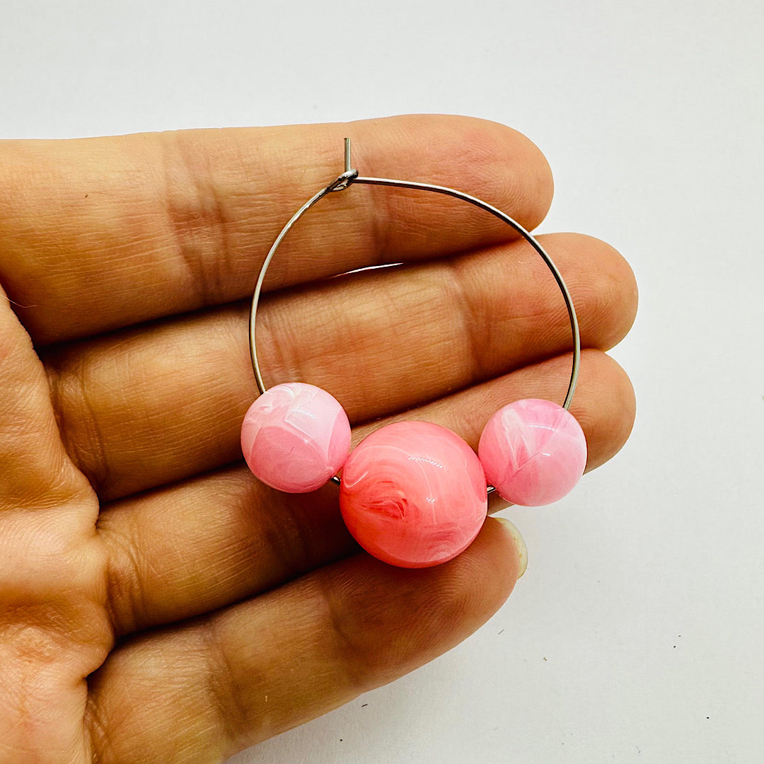 Large Pink Hoop Earrings by Studio Burt